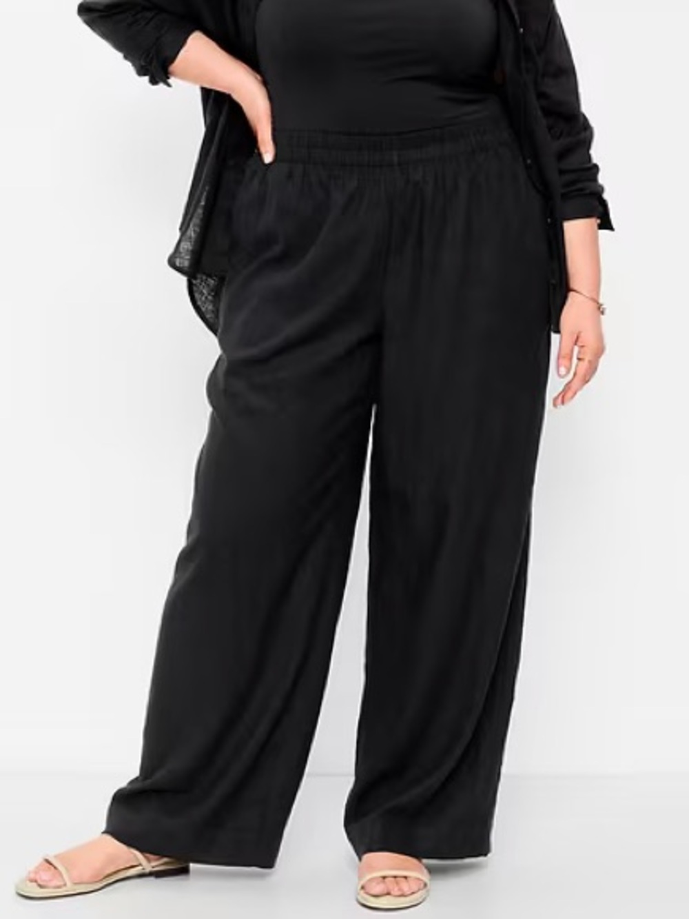 NWT XXLT Old Navy Wide-Leg Linen Pants - Black